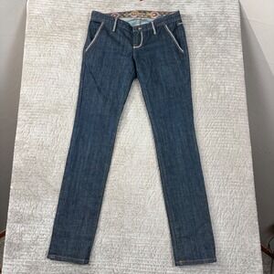 LA Denim Atelier Str Siete‎ Dnm Jeans Indigo Contrast Stitch Embroidered Size 28